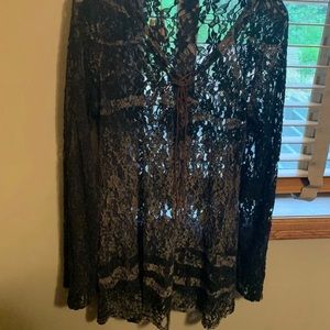Long sleeve sheer lace top